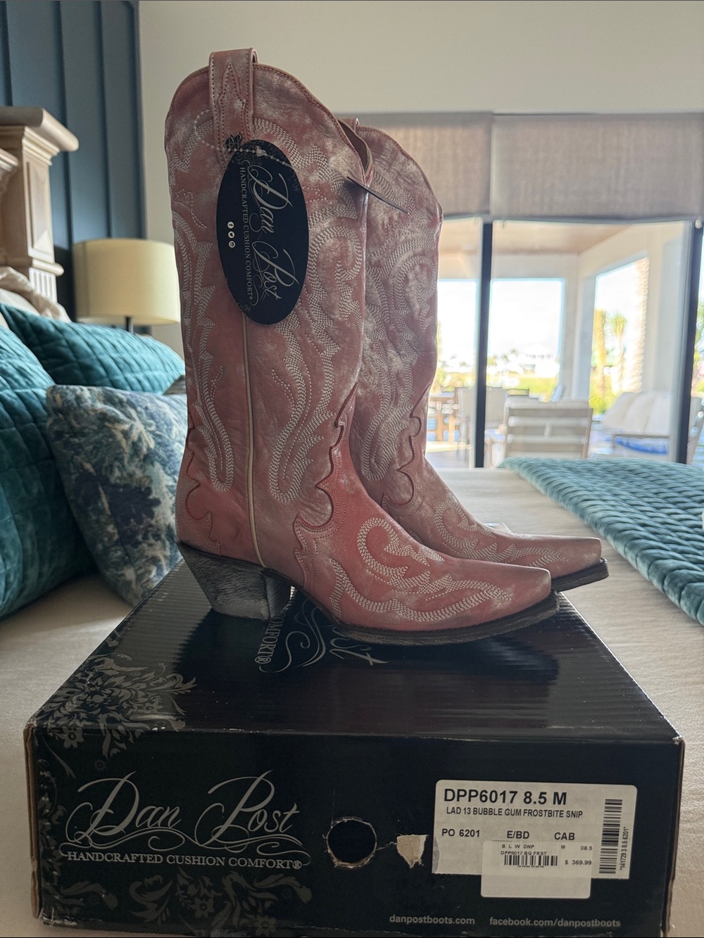 Dan Post Pink Embroidered Western Heeled Boots